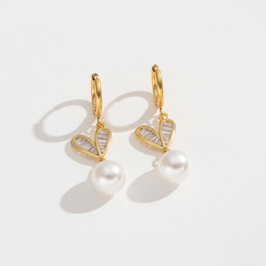 PENDIENTES PERLA-CORAZON