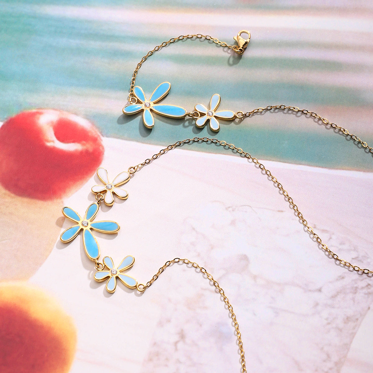 COLGANTE & PULSERA BLUE FLOWER