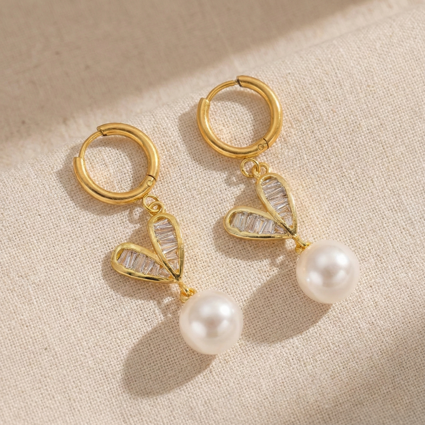 PENDIENTES & COLANTE PERLA-CORAZON