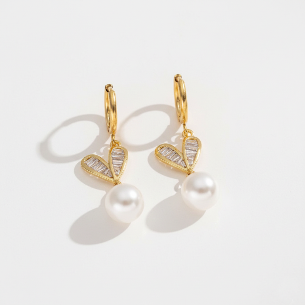 PENDIENTES PERLA-CORAZON