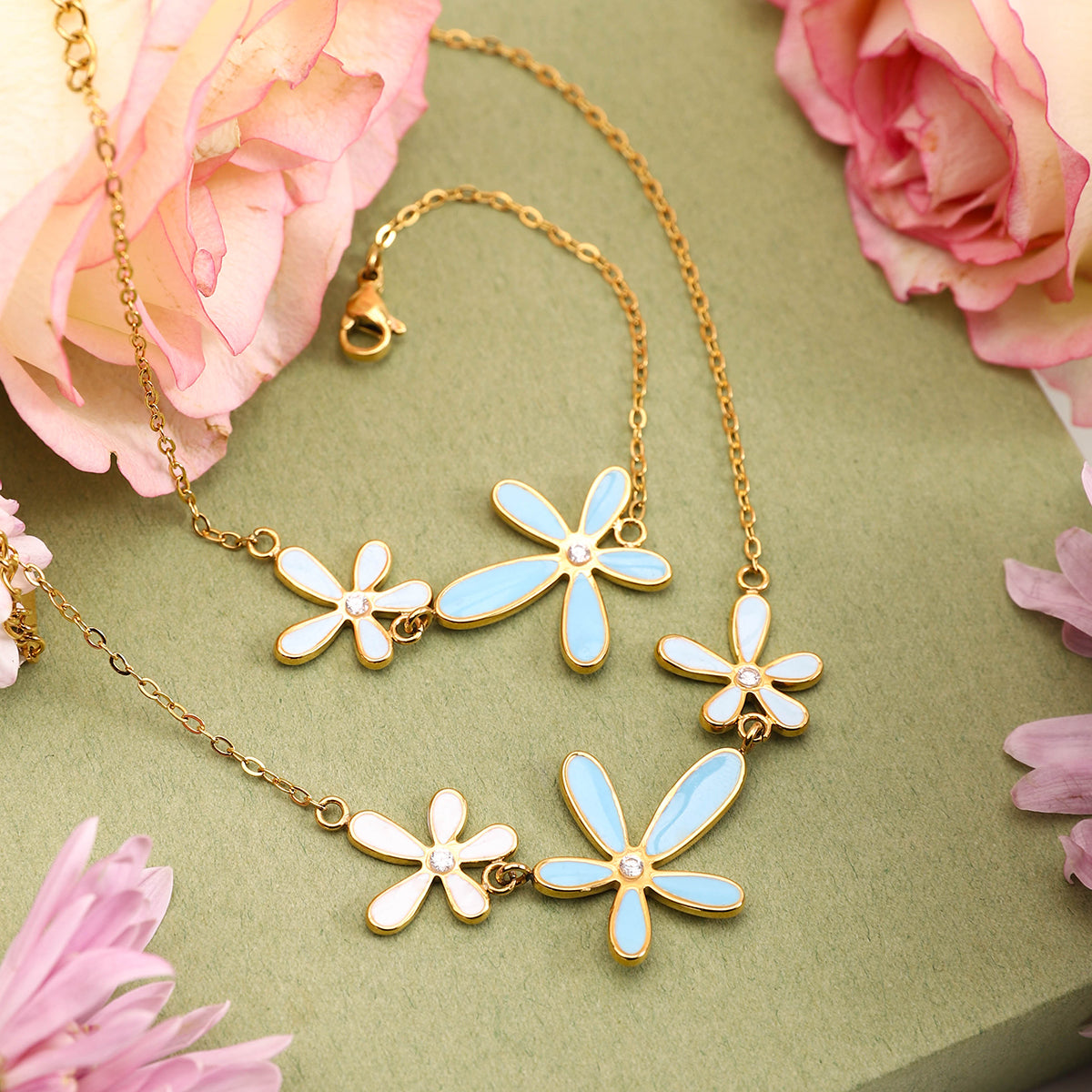 COLGANTE & PULSERA BLUE FLOWER
