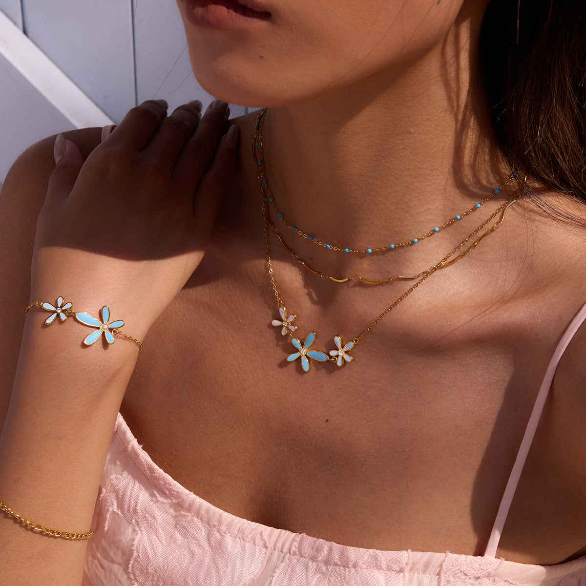 COLGANTE & PULSERA BLUE FLOWER